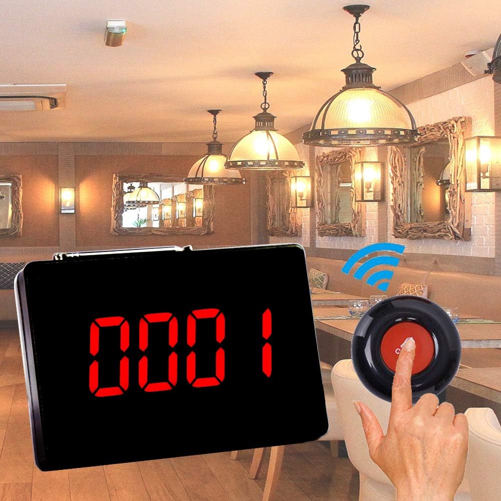Wireless Calling System with 10 PCS Waterproof Call Buttons and 1 PC Display Receiver W52158