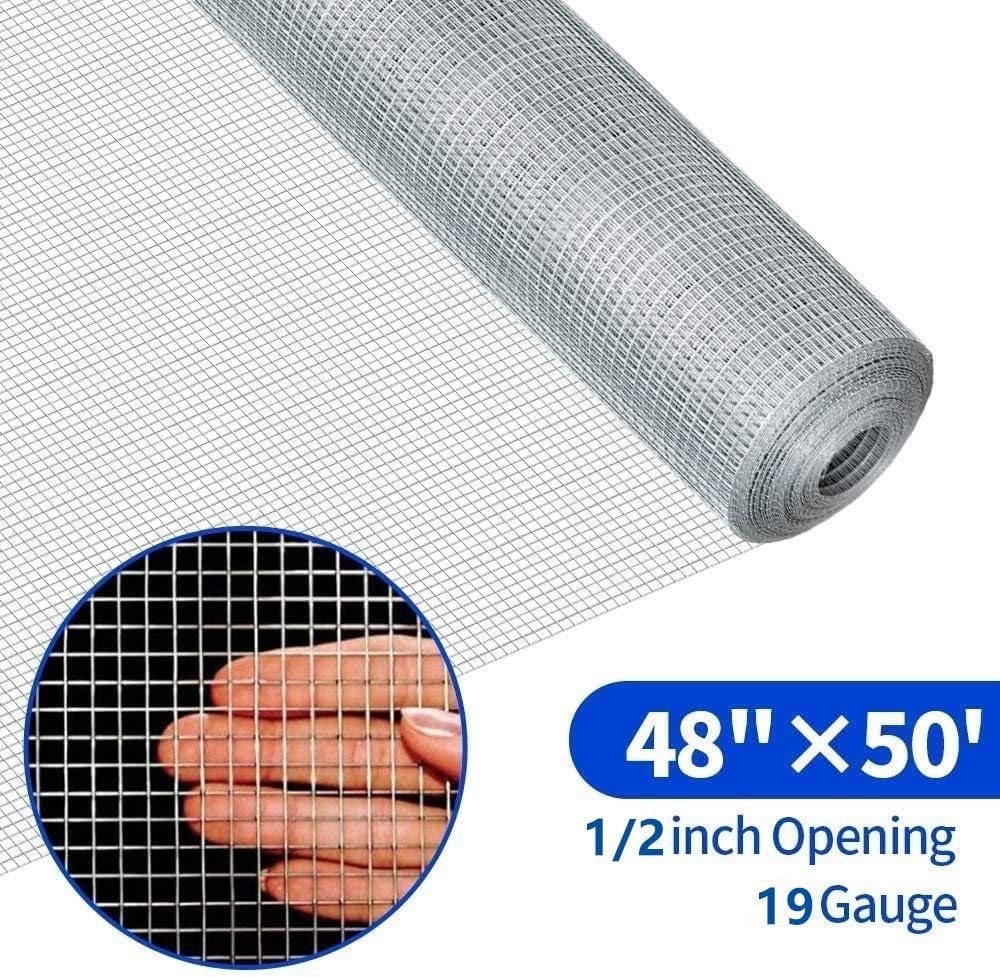 Galvanized 19 Gauge Square Chicken Wire Fence Mesh Roll T247