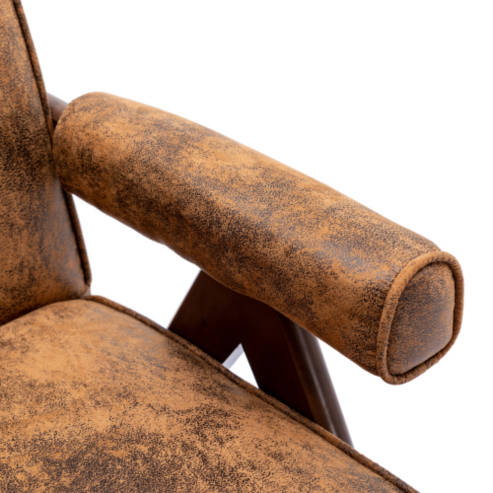 Mid-Century Modern Accent Chair with Solid Wood Armrest and Feet A53527