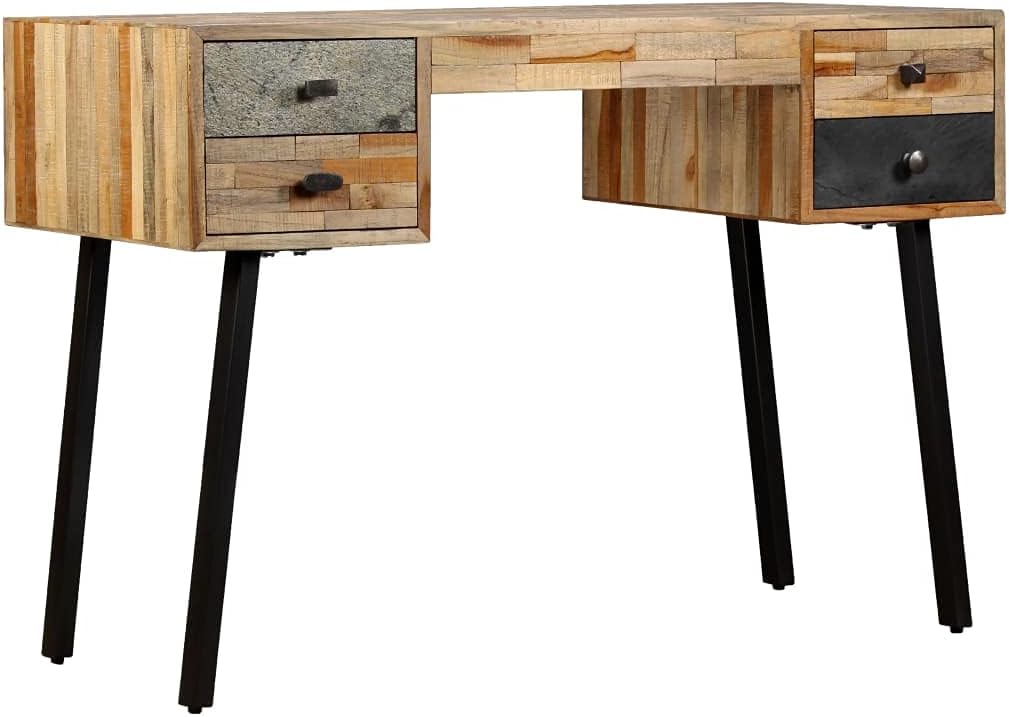 Solid Reclaimed Teak Desk with 4 Drawers 43.3"x19.6"x29.9" I256739