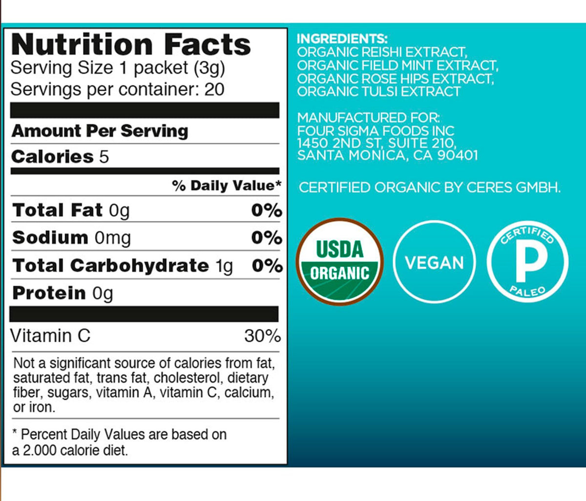 Reishi Mushroom Elixir, USDA Organic, 20 Count P24803