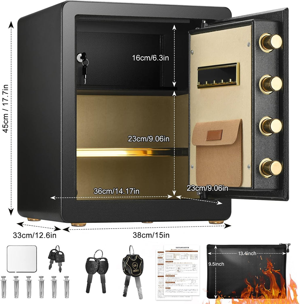 Fireproof Waterproof Digital Keypad Safe Box with Document Bag F448
