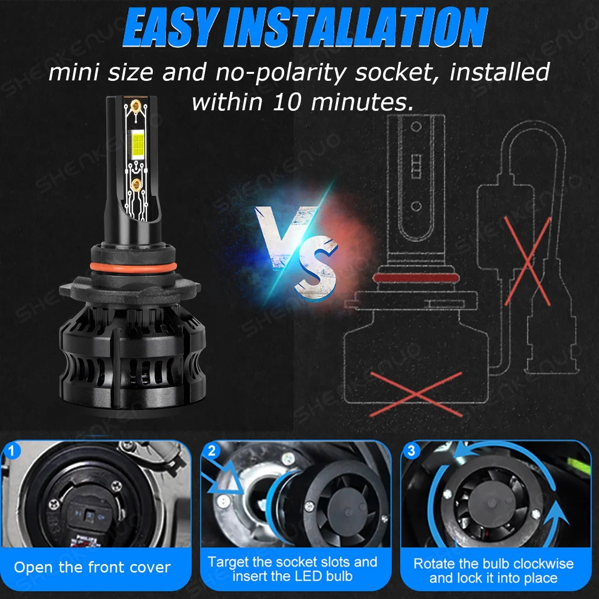9005 High Beam H11 Low Beam H11 Fog Light Bulbs 6pcs K360