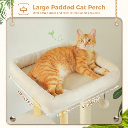 73 Inches Tall Wooden Cat Tree with Hammocks and Scratching Posts I48297