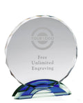 Circle Glass with Blue Base 8.5 Inches U204