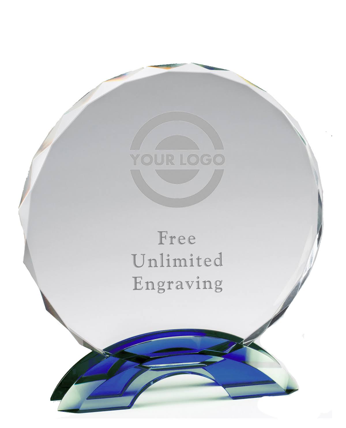 Circle Glass with Blue Base 8.5 Inches U204