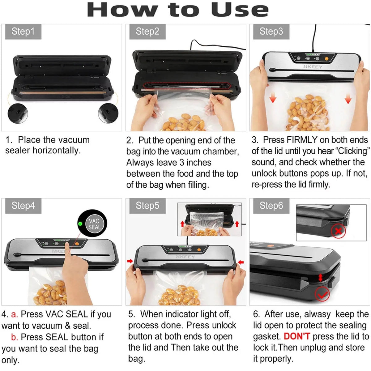 Food Vacuum Sealer Machine with 2 Rolls Vacuum Sealer Bags X96137