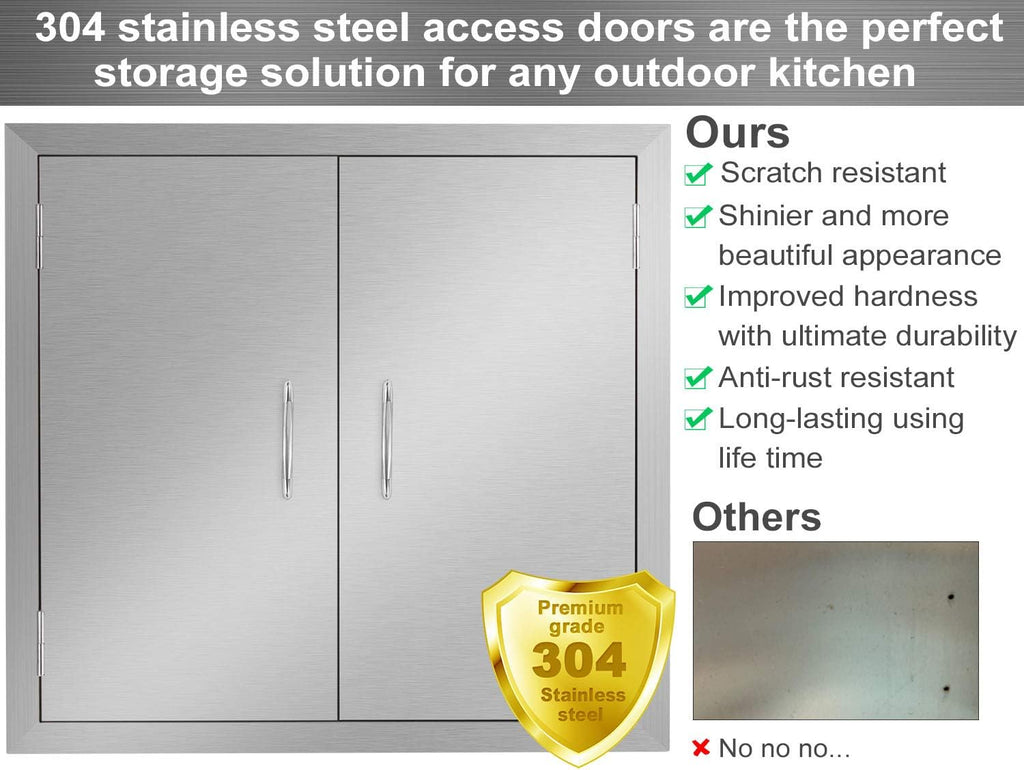 24W x 24H Inch Stainless Steel Double Wall Outdoor Kitchen Doors R97733