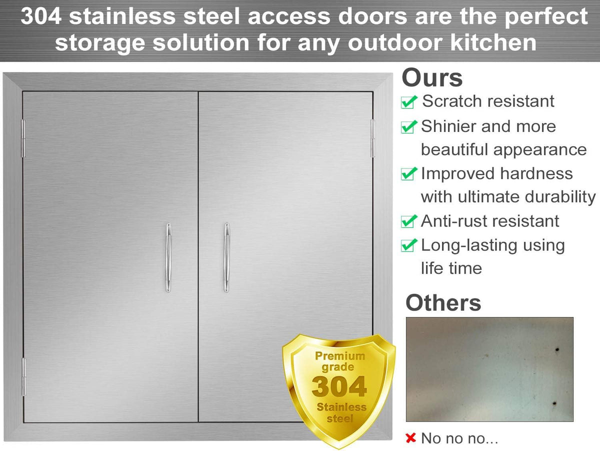 24W x 24H Inch Stainless Steel Double Wall Outdoor Kitchen Doors R97733