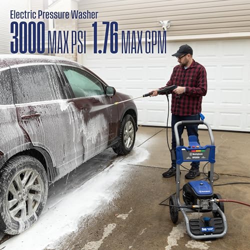 Electric Pressure Washer, 3000 Max PSI, 1.76 Max GPM, Induction Motor, Onboard Soap Tank, Spray Gun and Wand, 5 Nozzle Set Q35047