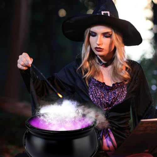 12" Large Black Witch Cauldron with Mist Maker Fogger M33311