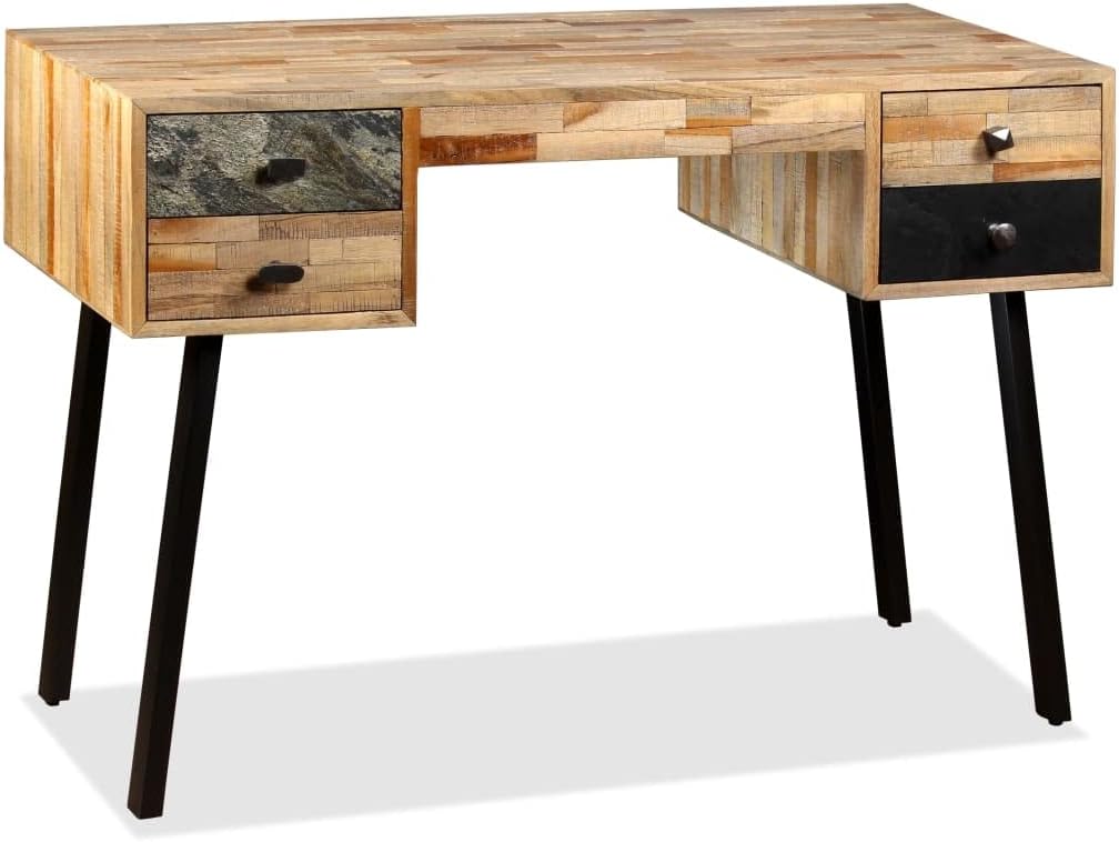 Solid Reclaimed Teak Desk with 4 Drawers 43.3"x19.6"x29.9" I256739