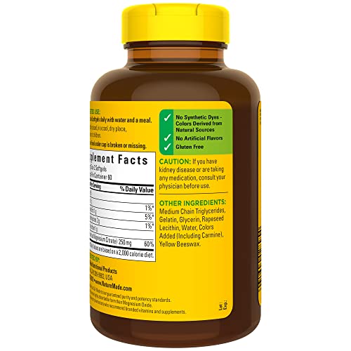 Magnesium Citrate 250 mg Dietary Supplement, 180 Soft Gels W7897