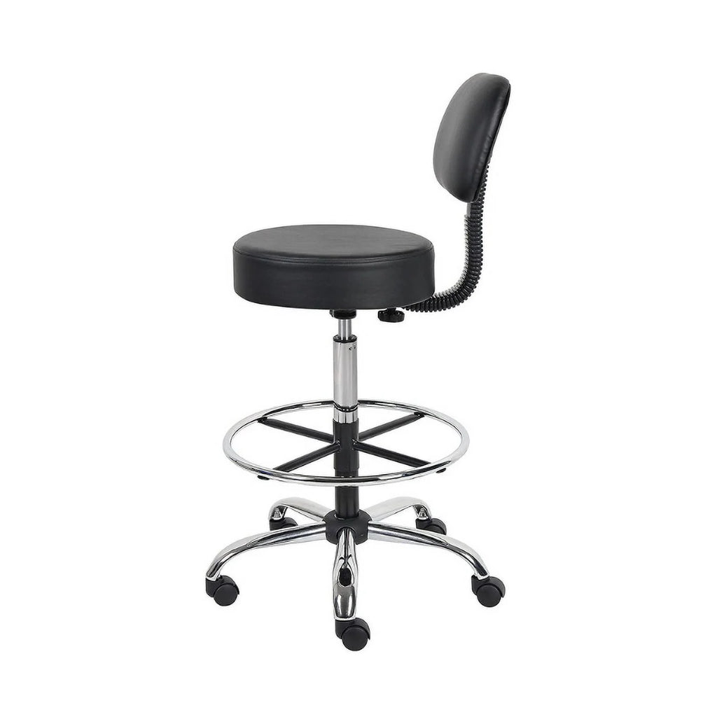 Black Caressoft Drafting Stool with Back Cushion & Foot Ring E322100