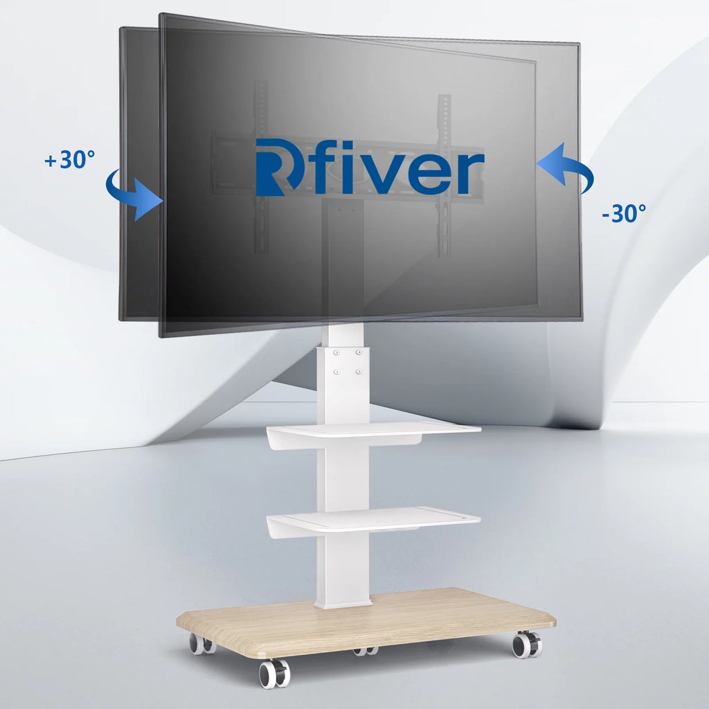Black Rolling TV Stand with 3 Shelves V909