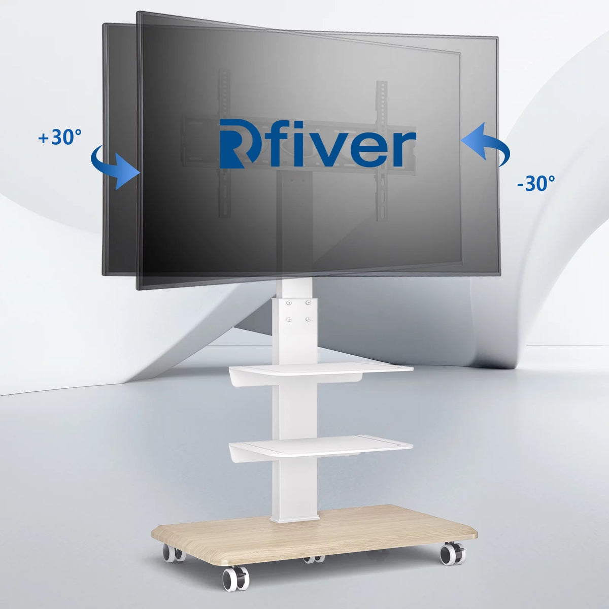 Black Rolling TV Stand with 3 Shelves V909