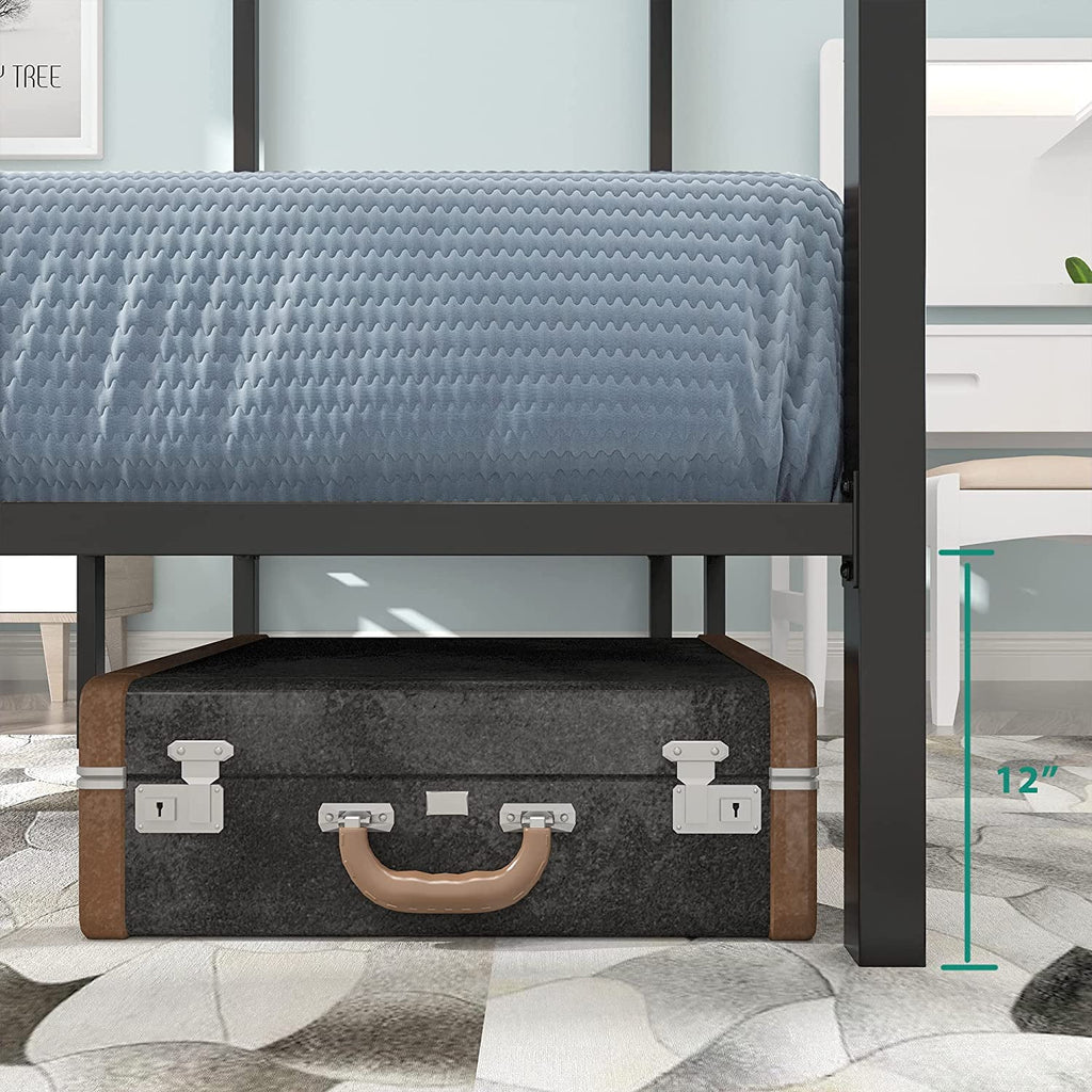 Metal Canopy Platform Bed with Headboard Black Full Size Y9920