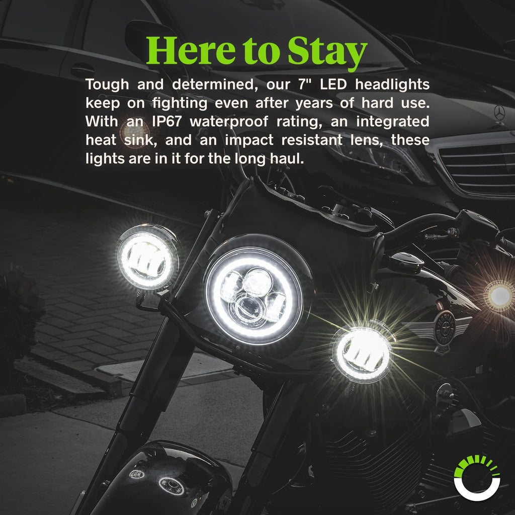 Black 7" H4 HALO CREE LED Headlights N370545