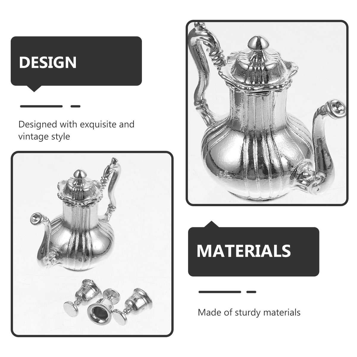 Metal Mini Tea Kettle Dollhouse Accessories Simulation Teapot Play Toy G803