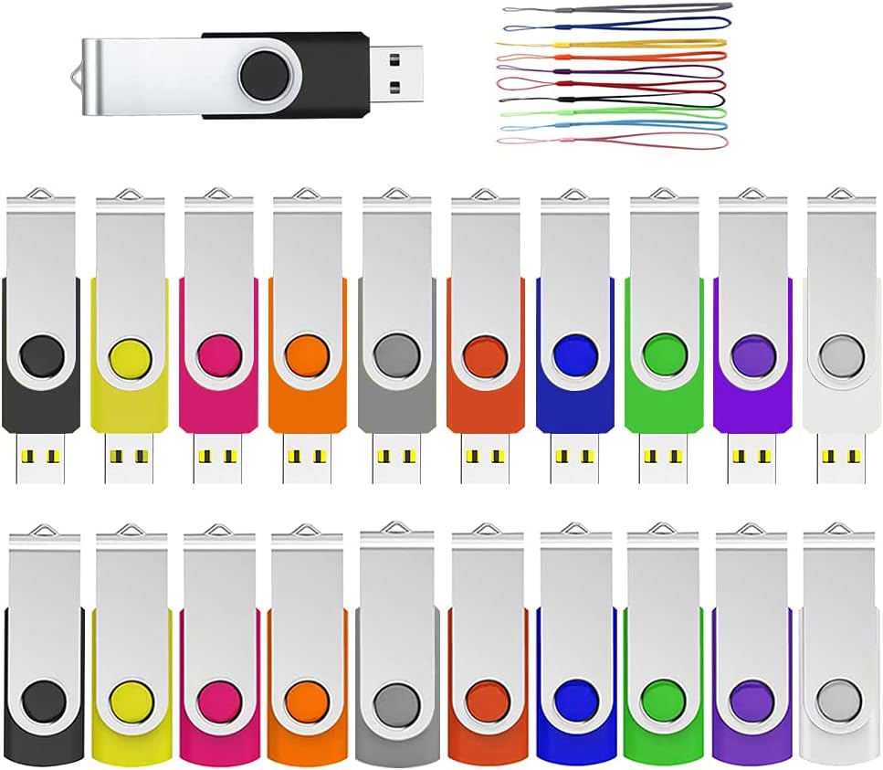 2GB 20 Pack Blue USB 2.0 Flash Drives with Lanyards A7537