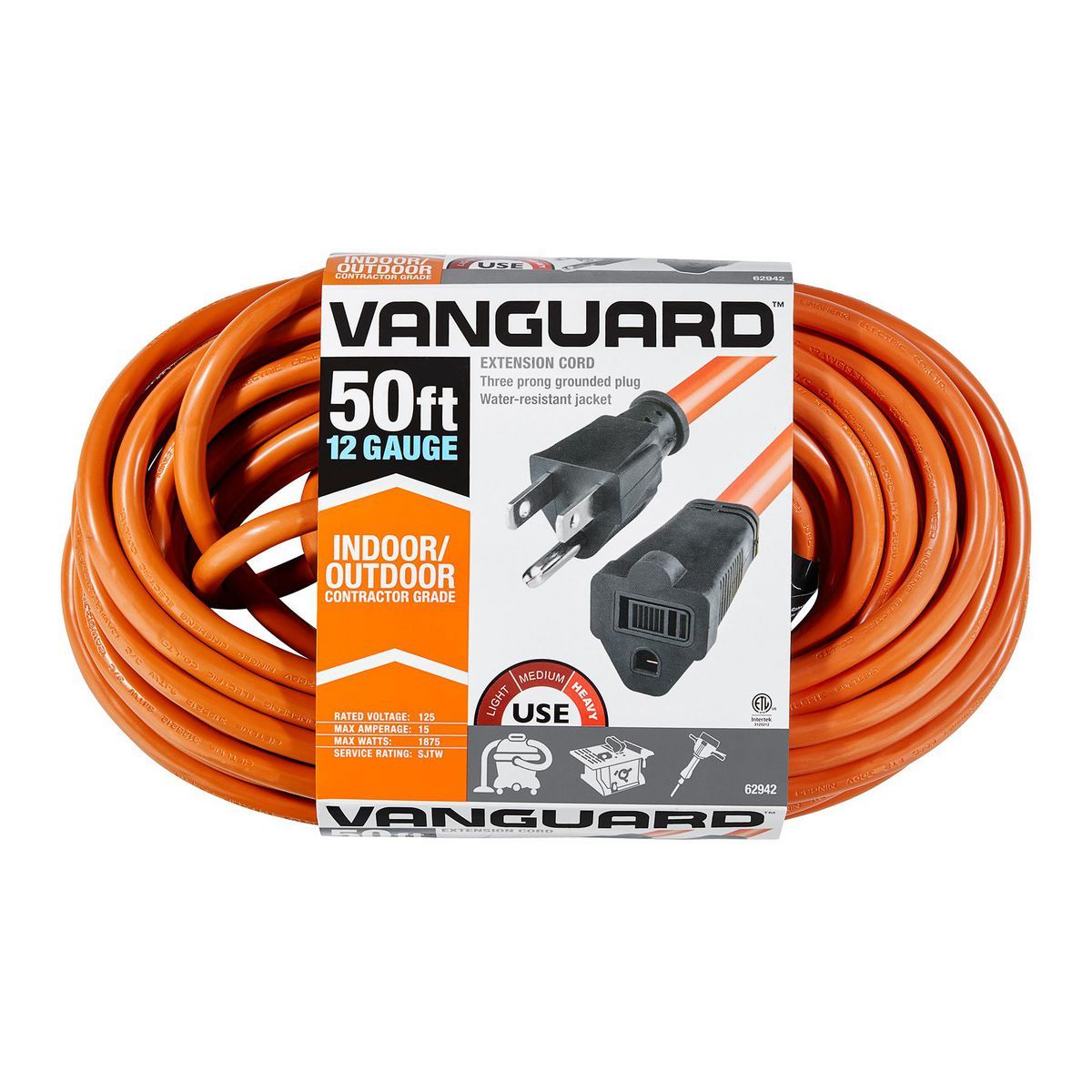 50 ft. 12/3 Gauge Outdoor Extension Cord, Orange D898