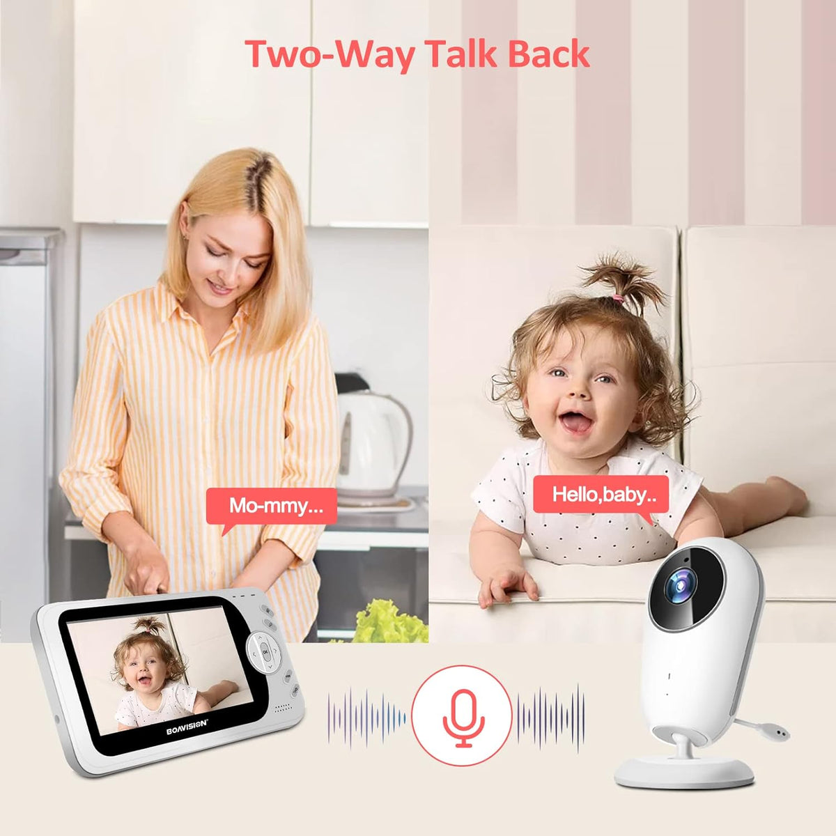 Video Baby Monitor with Camera and Audio, 4.3 inch IPS Screen, Night Vision, Pack of 2 Z552