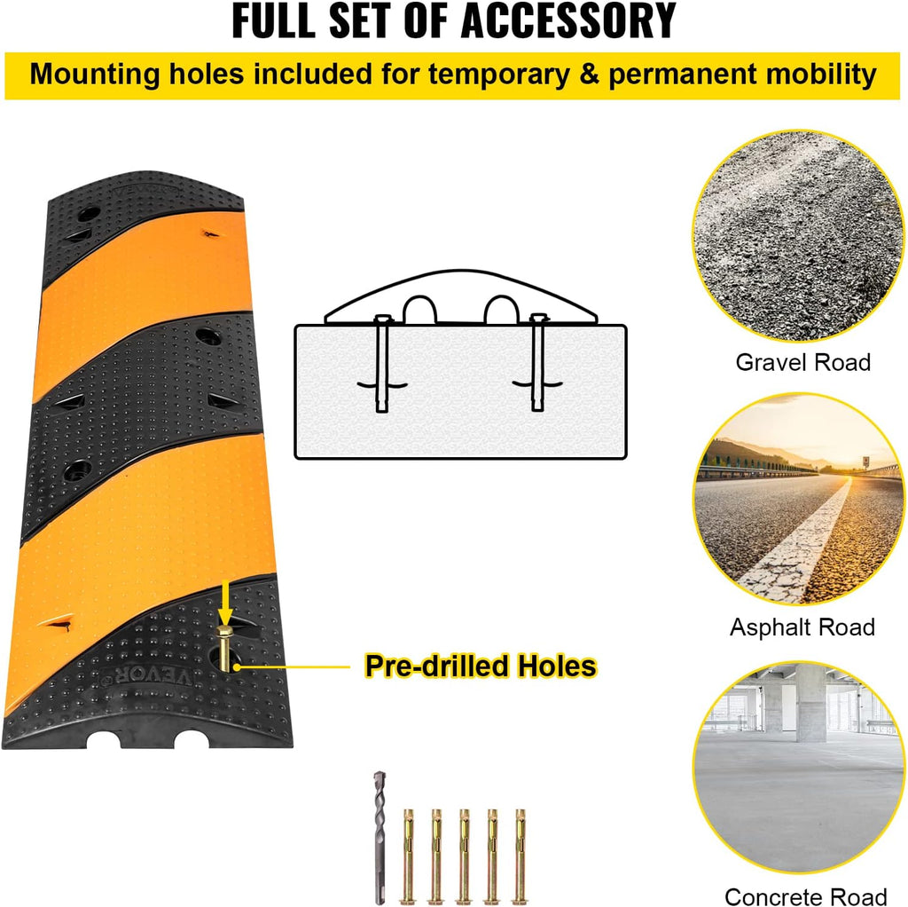 Rubber Speed Bump, 2 Channel, 40 Long, 22000 LBS Load Capacity, Pack of 2 W478848