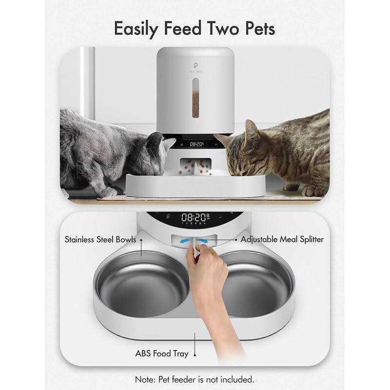 Automatic Pet Food Splitter with Stainless Steel Bowls F9289