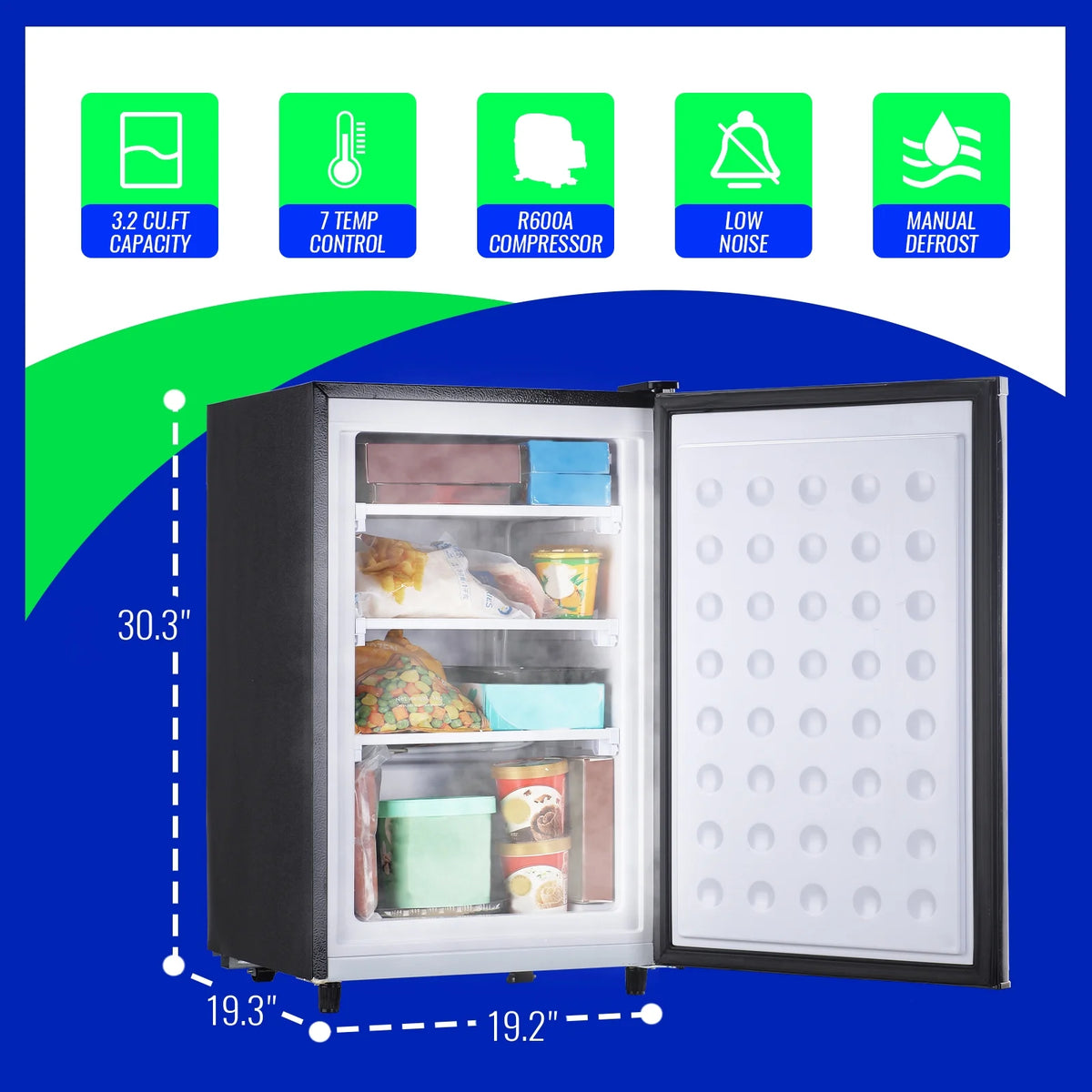 Single Door Compact Upright Freezer 3.2 Cu.Ft G7655