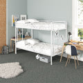 White Twin over Twin Bunk Bed with Guardrail and 2 Side Ladders D16833