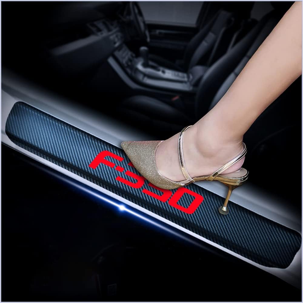 4Pcs Car Door Sill Scuff Plate Cover Carbon Fiber Sticker red F970