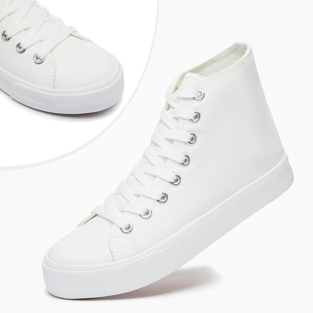 Off-White Canvas High Top Lace-Up Sneakers M75156
