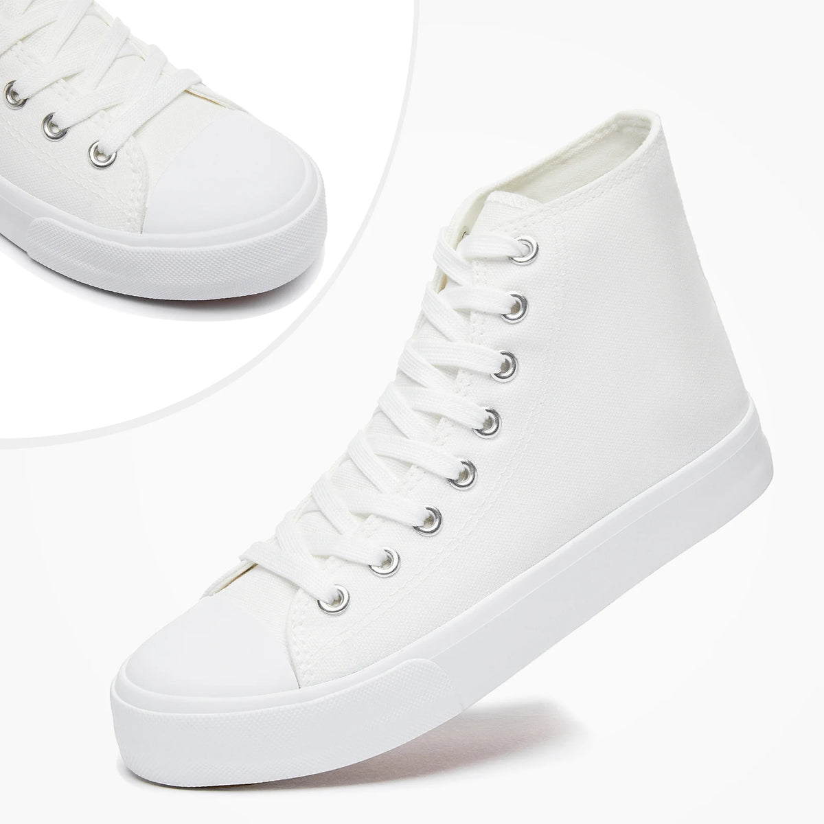 Off-White Canvas High Top Lace-Up Sneakers M75156
