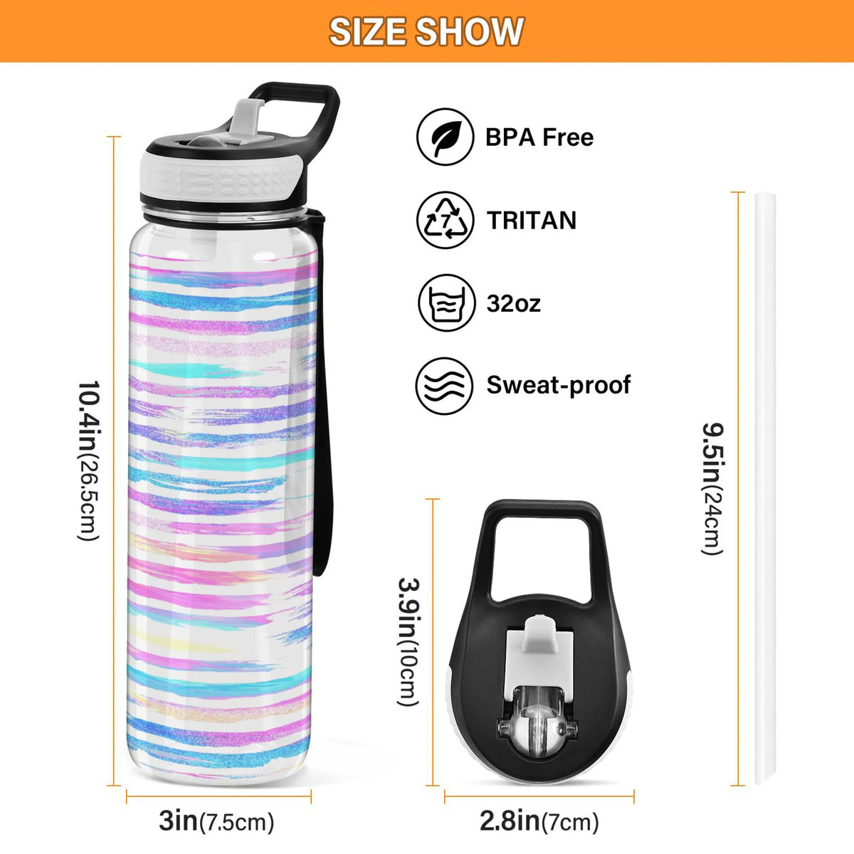 32oz Tritan Leakproof Sports Water Bottle with Straw Q367982