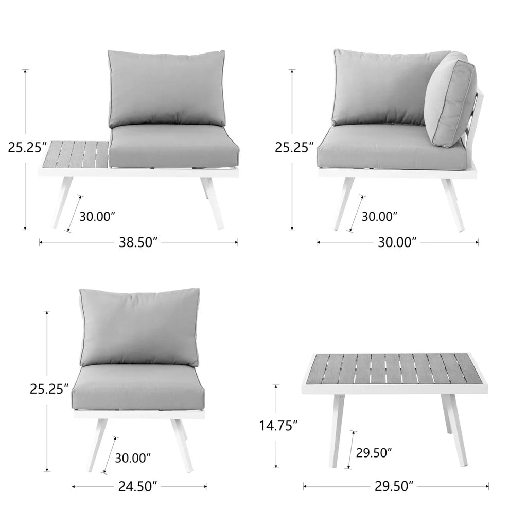 5 Piece Outdoor Patio Furniture Set Grey Q35046