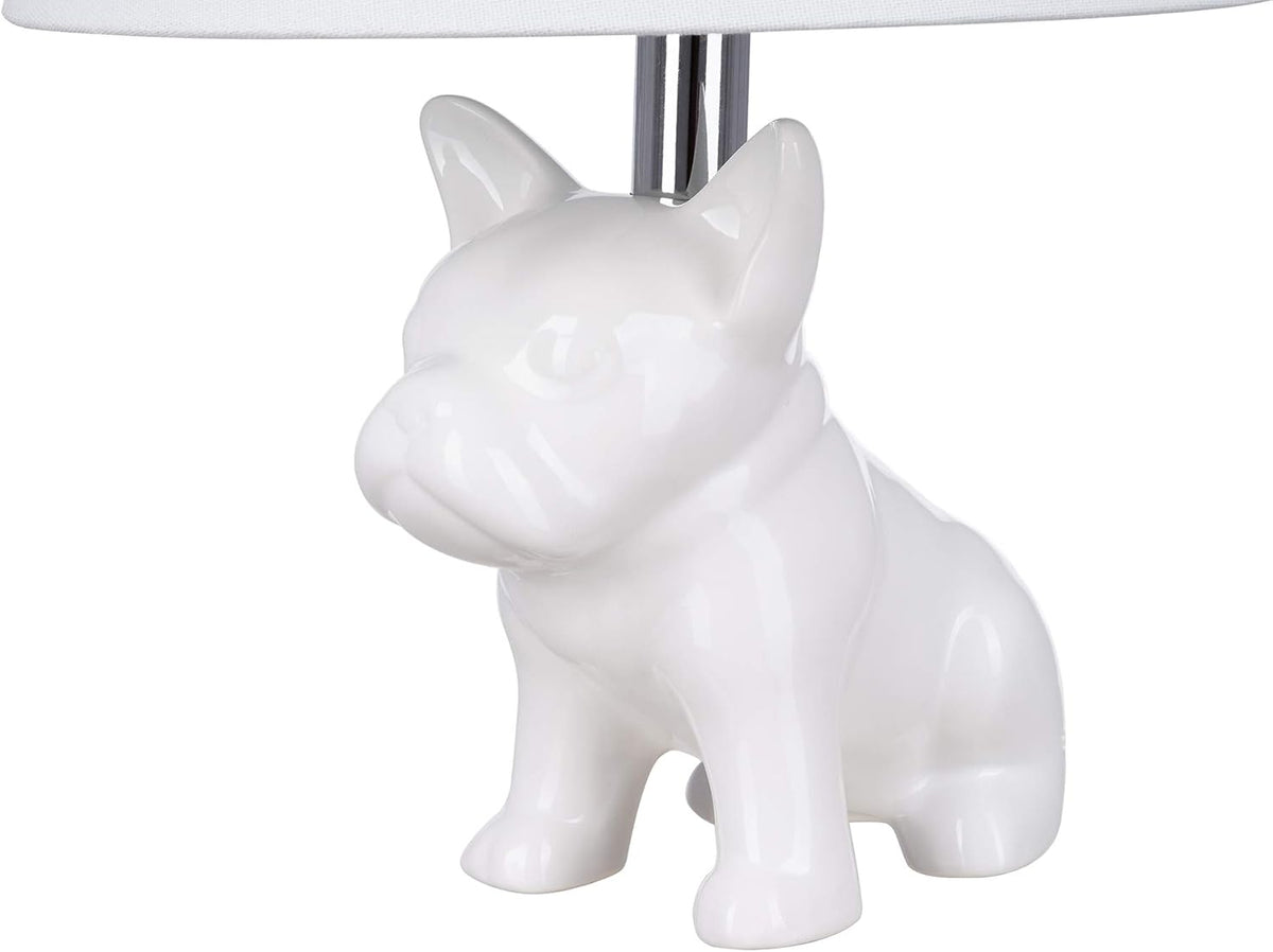White Ceramic French Bulldog Table Lamp O9058