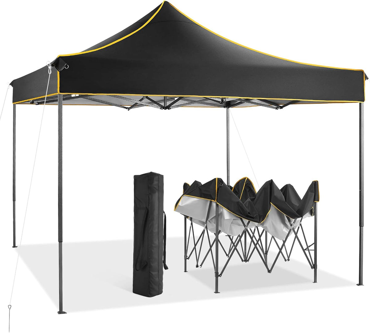 Pop Up Canopy Tent 10x10 Waterproof Portable Folding with Carry Bag (Black) V3572