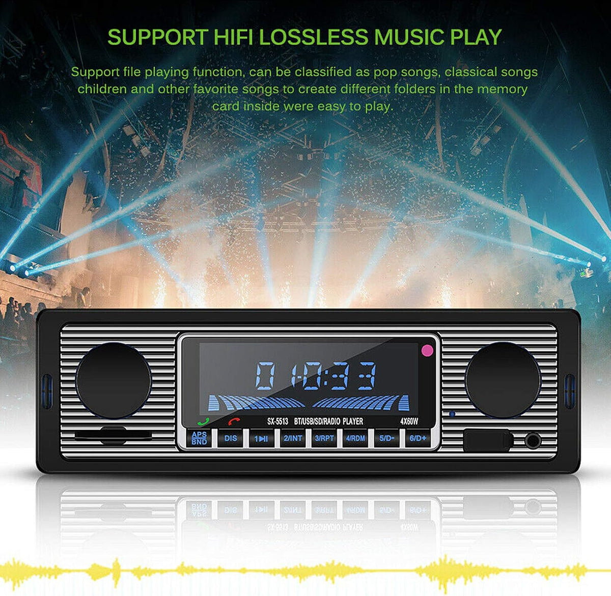 Car Music Player Bluetooth Classic Compact Size Auto Radio J5178