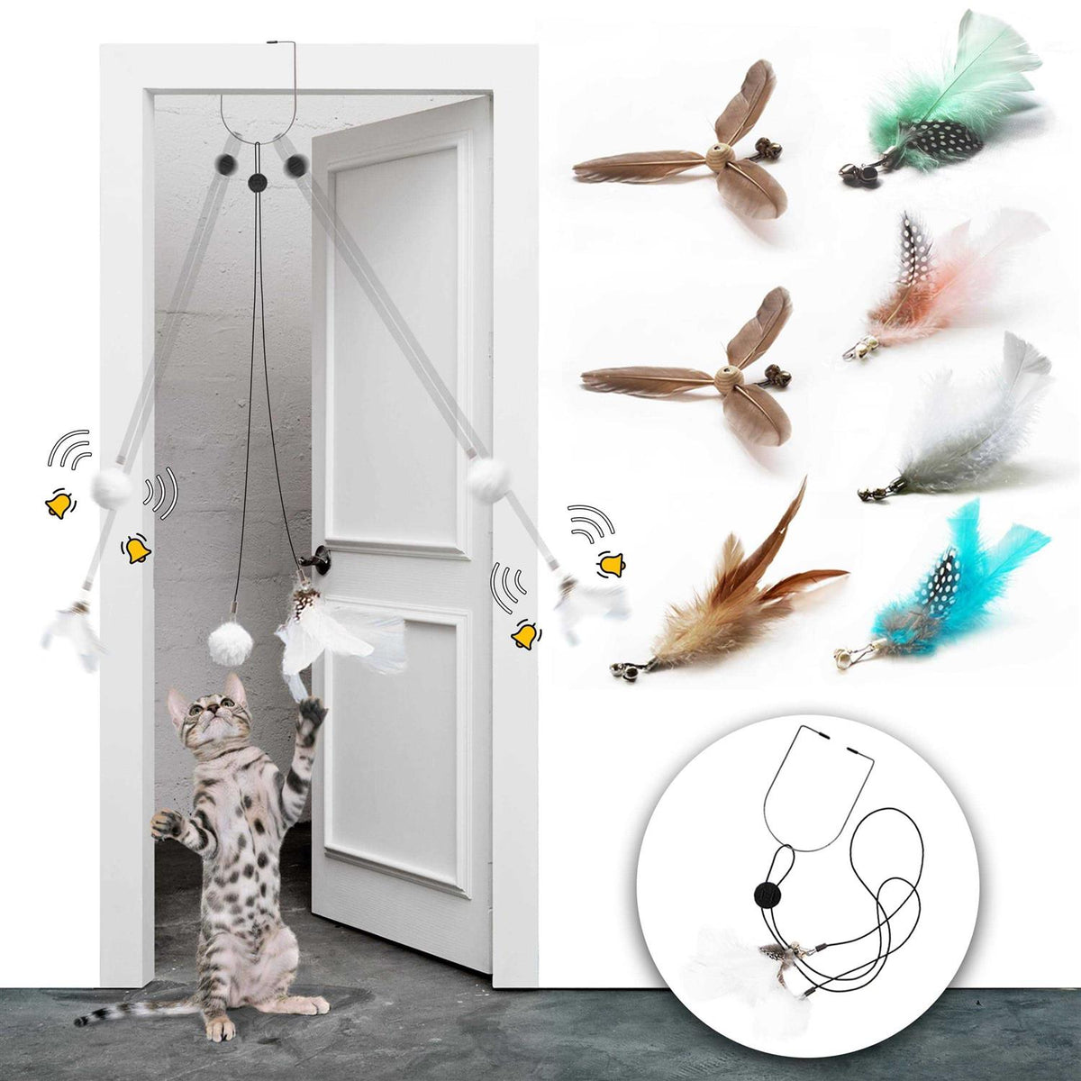 Feather Cat Toys 7PCS Refills with Bell N381