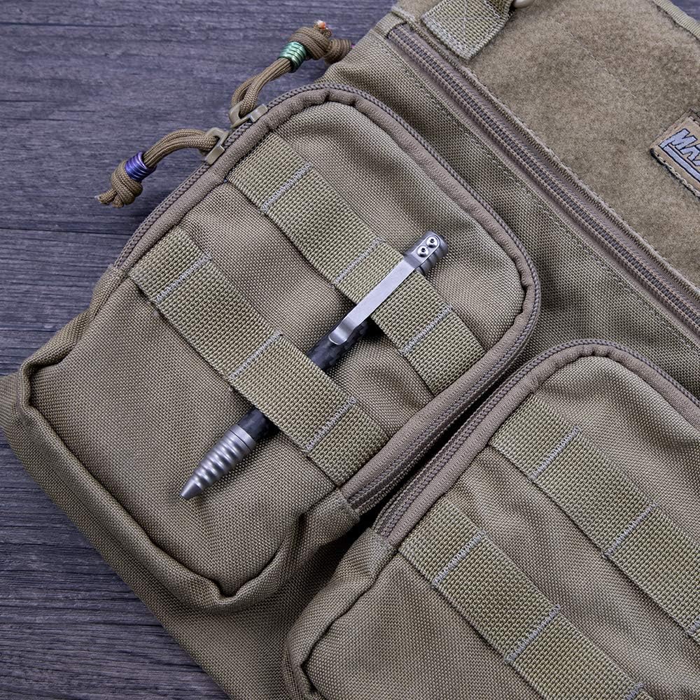 Titanium Tactical Pen with Glass Breaker Tool, Bolt Action Pen in Carbon Fiber barrel N448052
