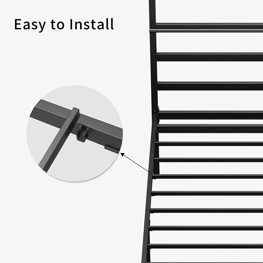 Metal Canopy Platform Bed with Headboard Black Full Size Y9920