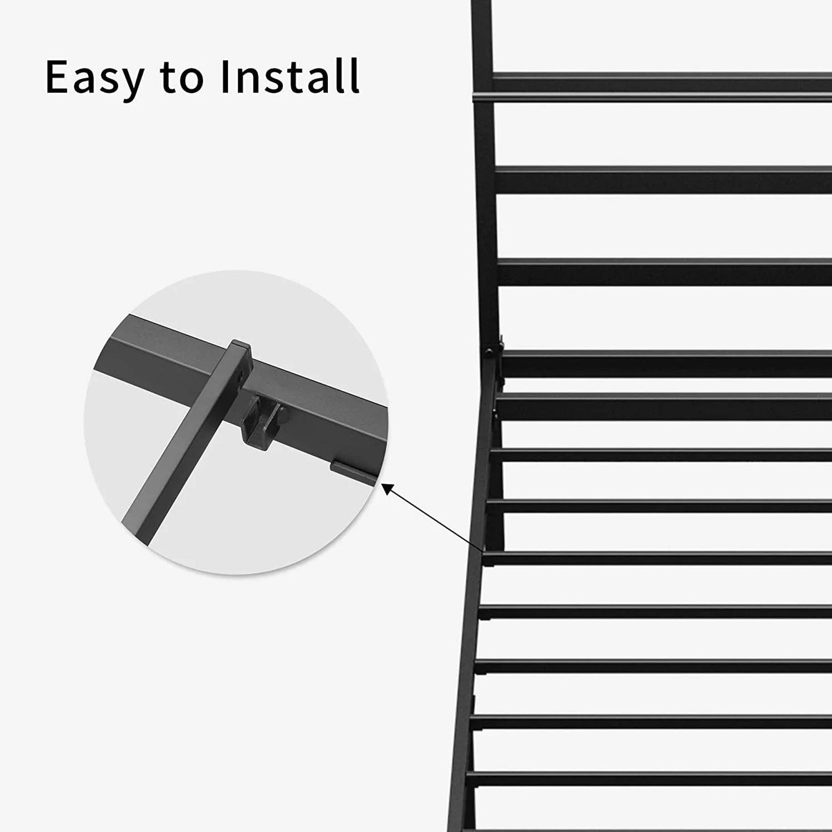Metal Canopy Platform Bed with Headboard Black Full Size Y9920