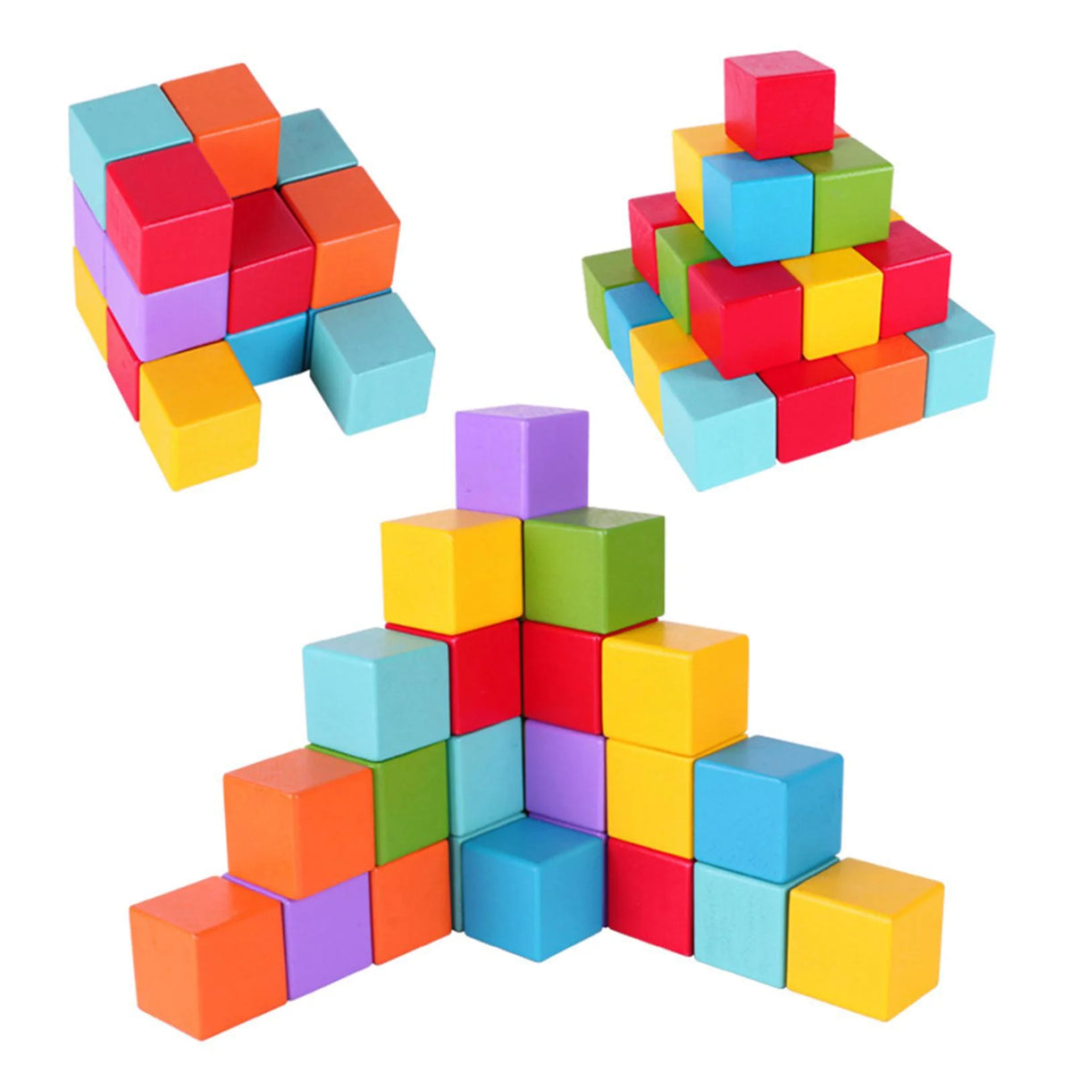 Wooden Building Blocks Stacking Game with Cards Sensory Toys E1343