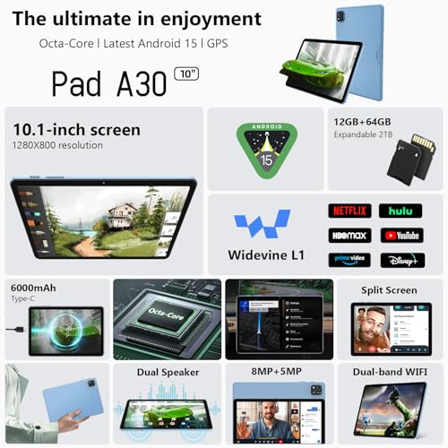 10.1" Android Tablet with Keyboard, Case, Mouse, Stylus W71188
