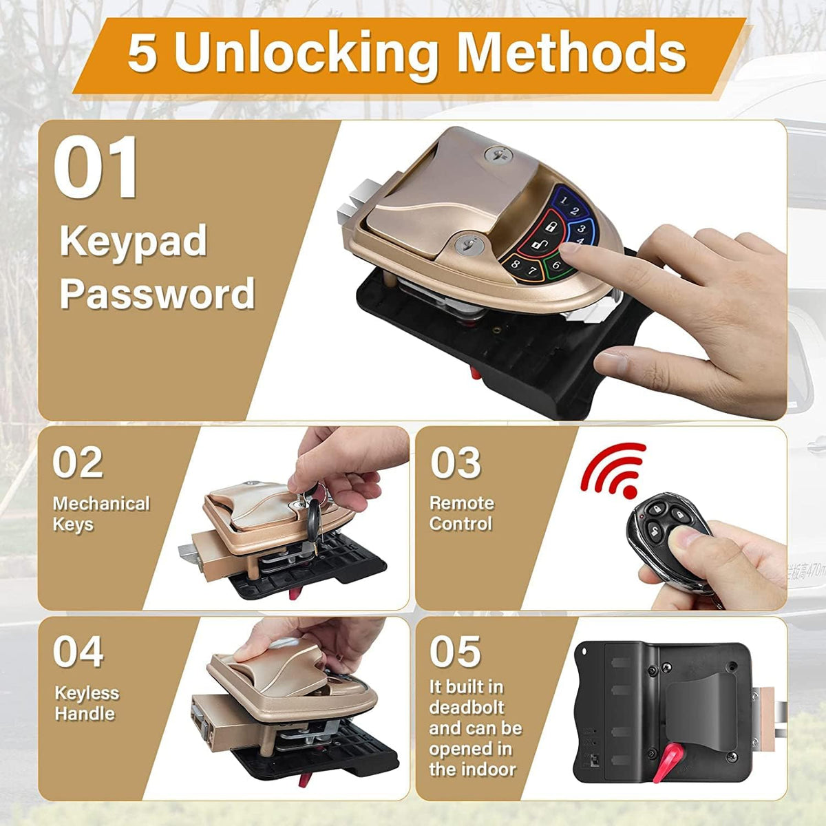 Waterproof RV Door Lock with Backlit Keypad J3766