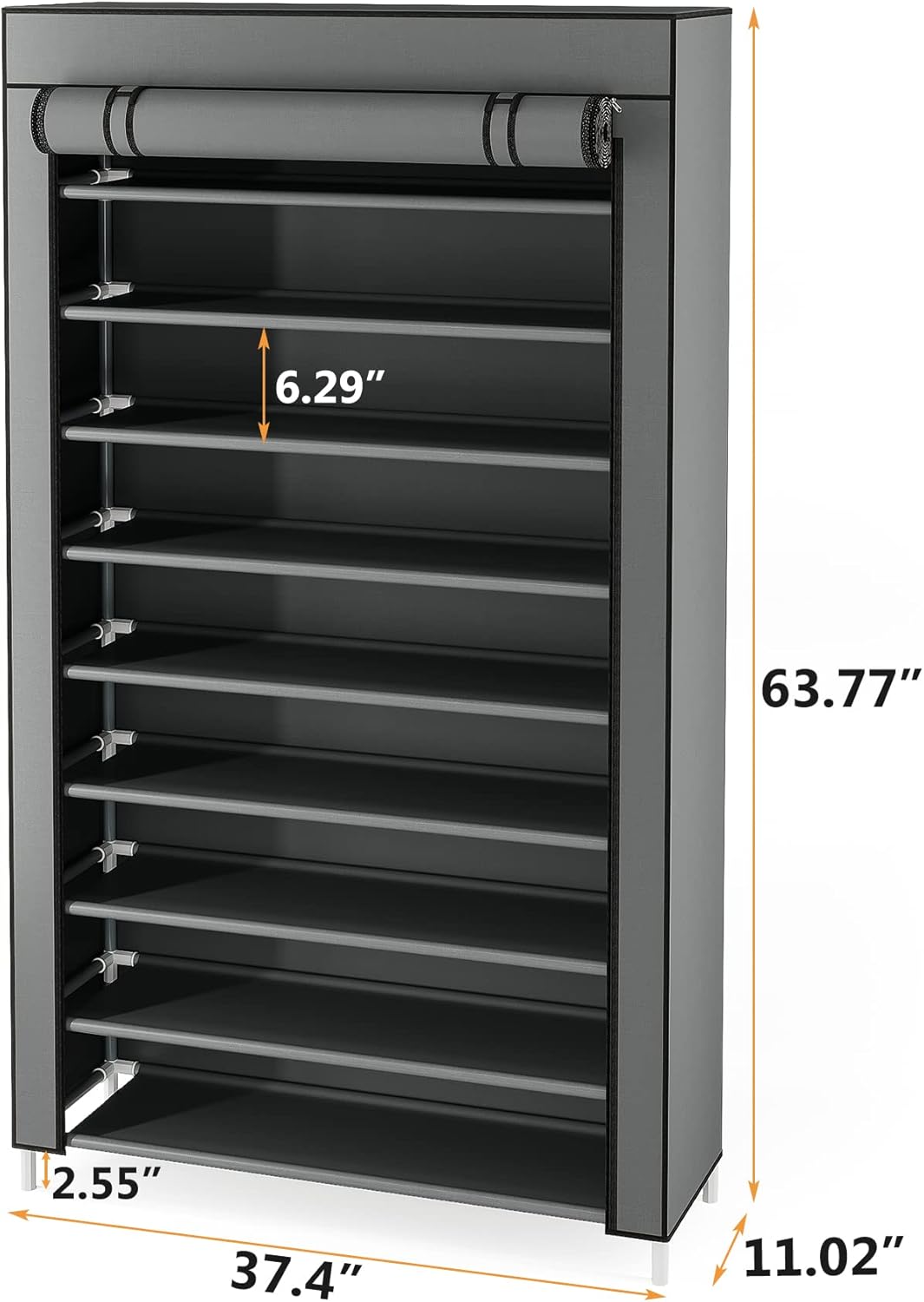 10 Tier Black Non-Woven Shoe Storage Cabinet H70616