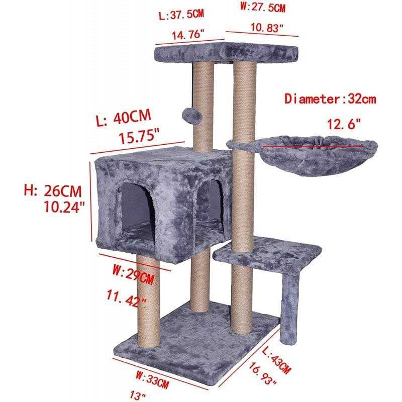Cat Tree with Scratching Toy Grey N9459