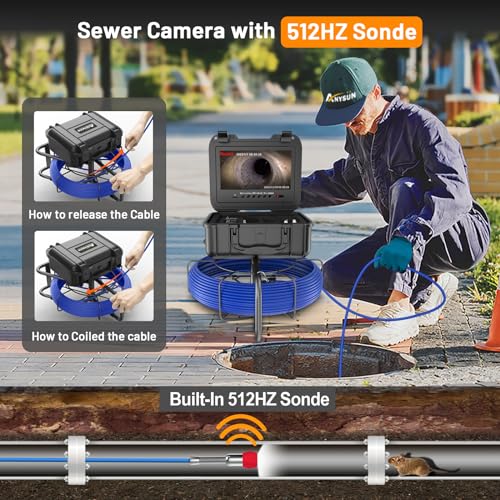 512Hz Sonde Self-Leveling 9" HD Screen DVR Sewer Camera A444759