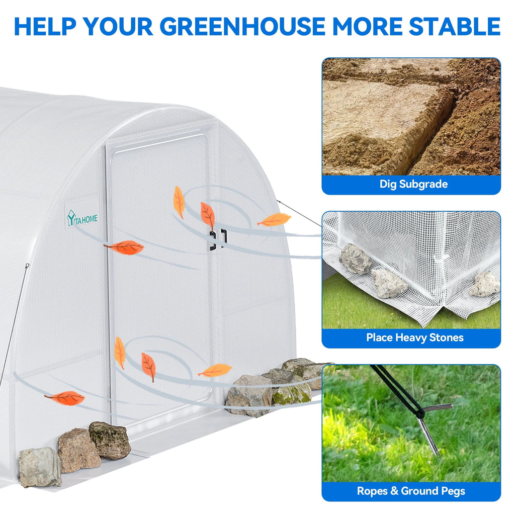 20x10x7ft Heavy Duty Walk-in Greenhouse Y934395