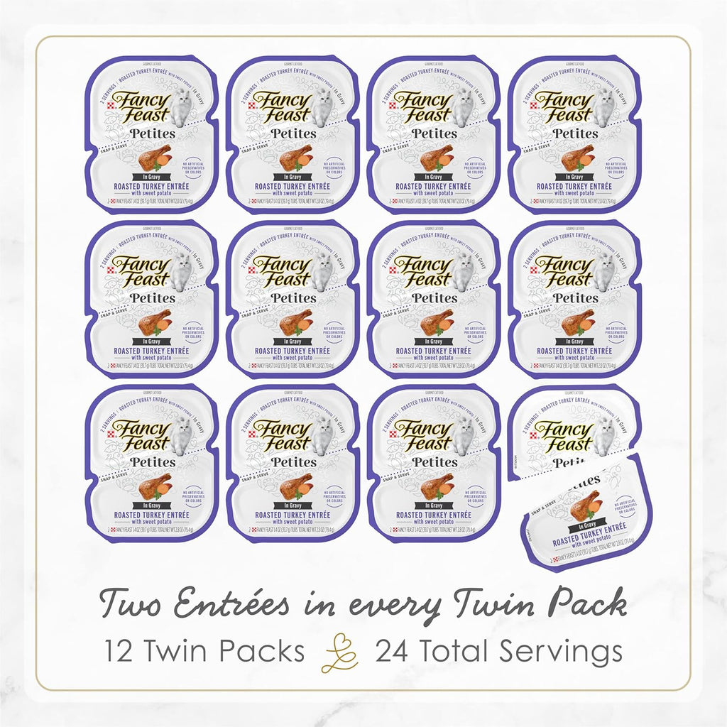 Petites Turkey & Sweet Potato Entree Wet Cat Food, Pack of 12, 2.8 oz. Tubs L630953